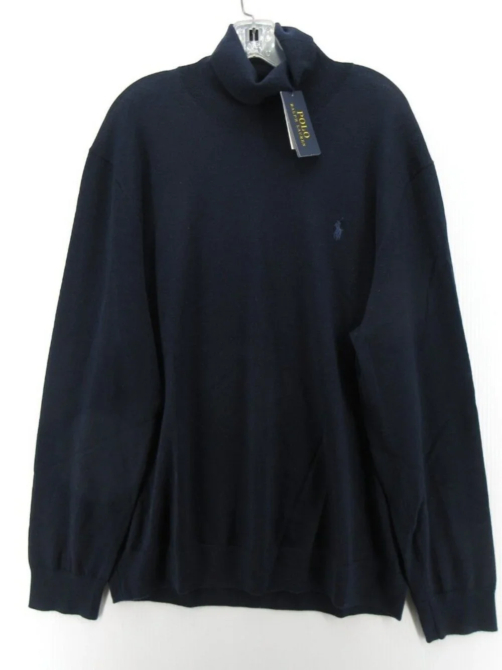 Polo Ralph Lauren Sweater XXL Navy Washable Merino Wool Turtleneck Pony